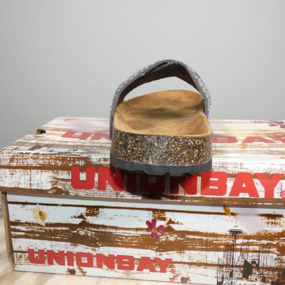 UnionBay Slide Sandal Molded Cork Footbed Denim with Silver Embelishment 7.5 - Picture 9 of 10